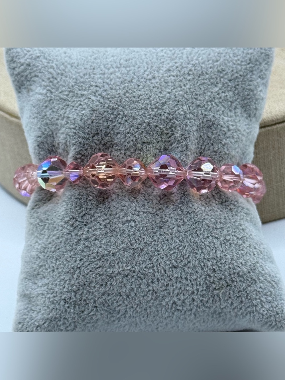Pink aura borealis Faceted Crystal Bead Bracelet